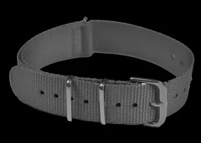 18mm Dark Grey NATO Military Watch Strap in Ballistic Nylon with Stainless Steel Fasteners