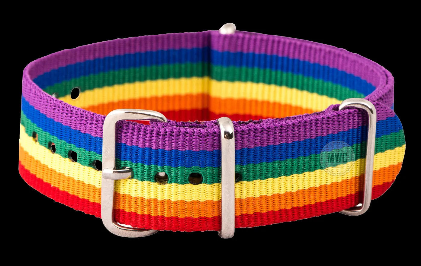 20mm LGBT Rainbow NATO Military Watch Strap in Ballistic Nylon Webbing