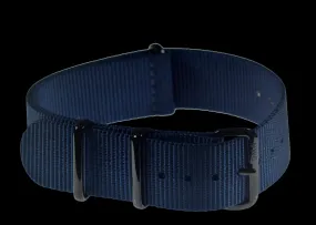 22mm Navy Blue NATO Watch Strap with Covert PVD Black Buckles