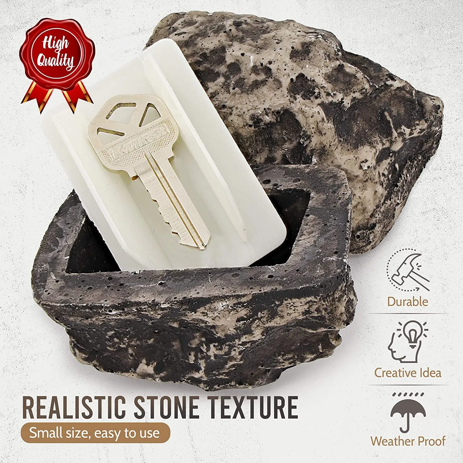 2Pc Hide-a-Spare-Key Fake Rock - Looks & Feels Like Real Stone - Safe for Outdoor Garden or Yard, Geocaching