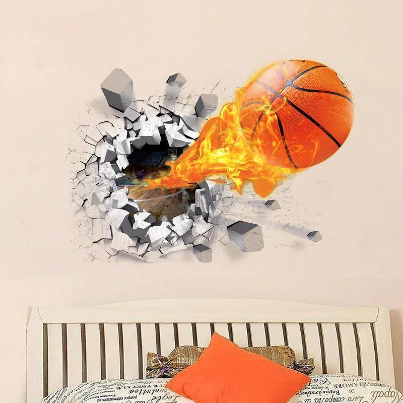 3D basketball flat wall sticker