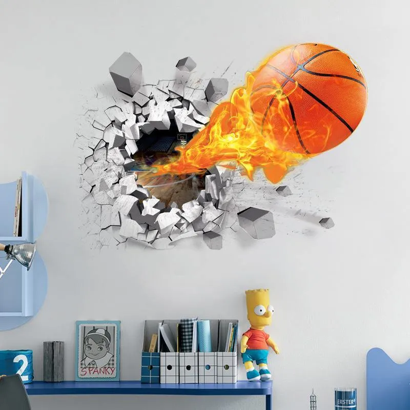 3D basketball flat wall sticker