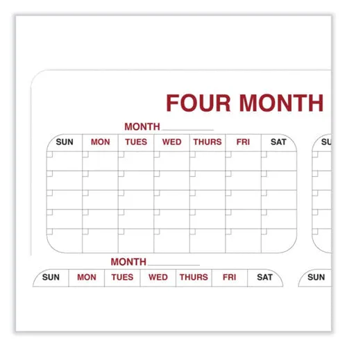 4 Month Whiteboard Calendar With Radius Corners, Planning/scheduling Calendar, 36 X 24, White/red/black Surface