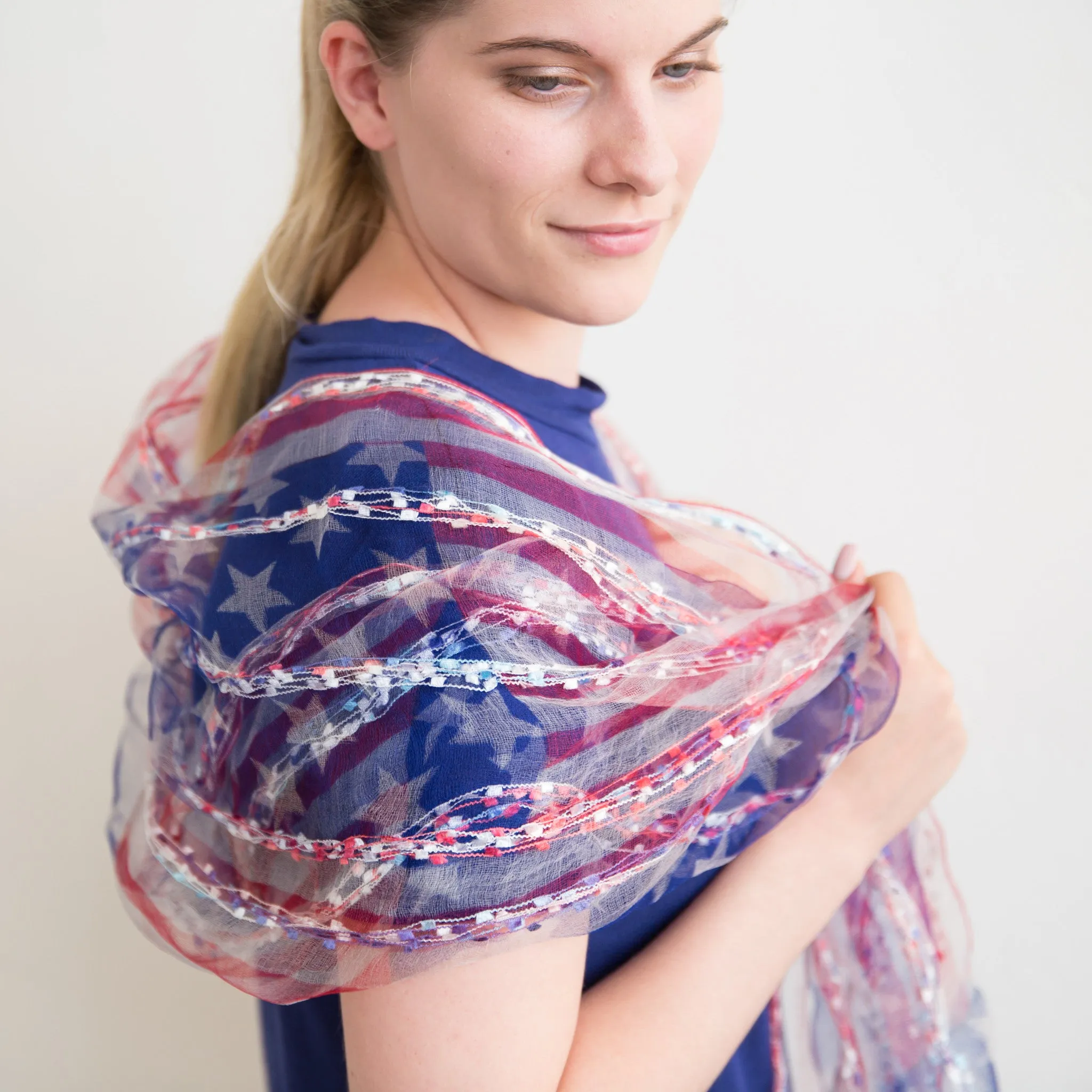 American Flag Silk Scarf