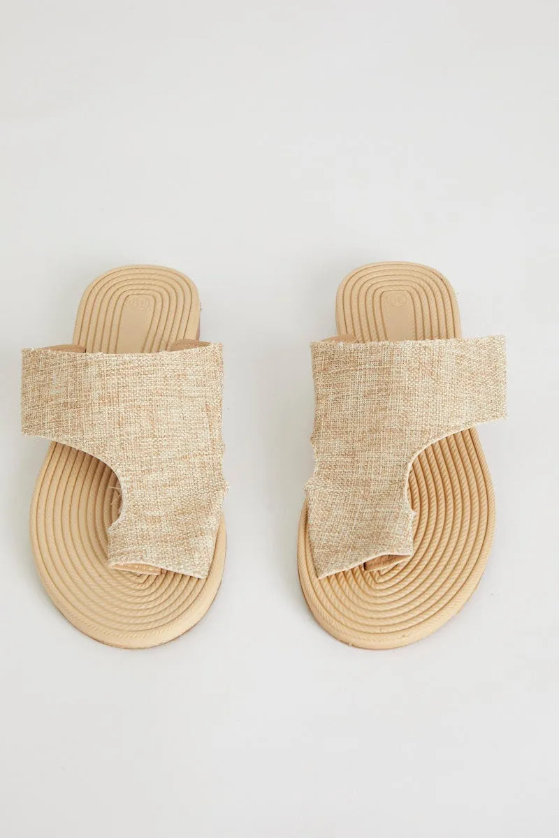 Beige Flat Slides