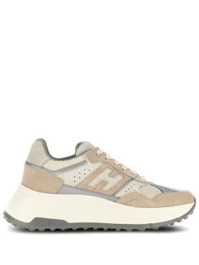 BEIGE SUEDE MESH PANEL SNEAKERS