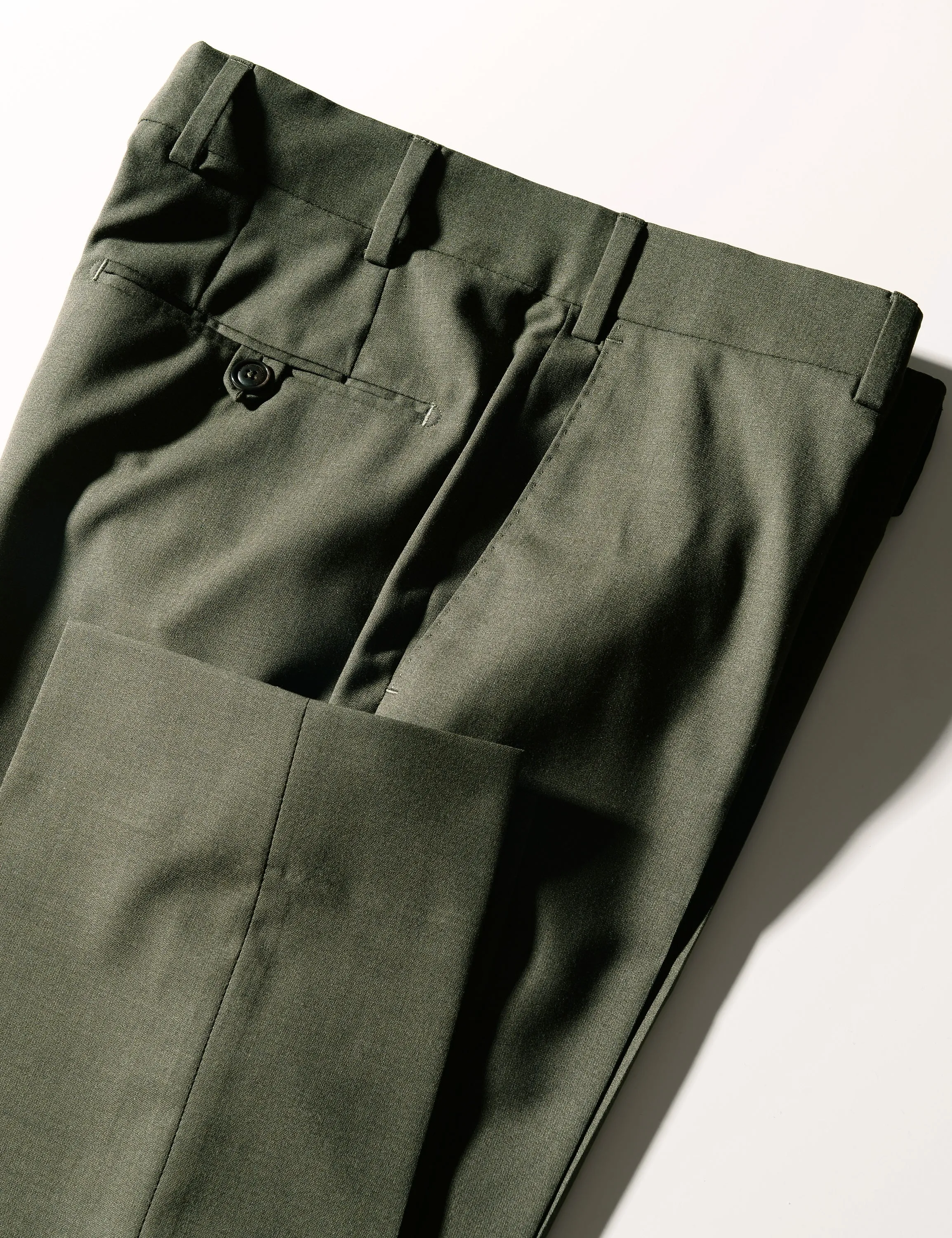 BKT50 Tailored Trousers in 14.5 Micron Mouliné - Agave Green