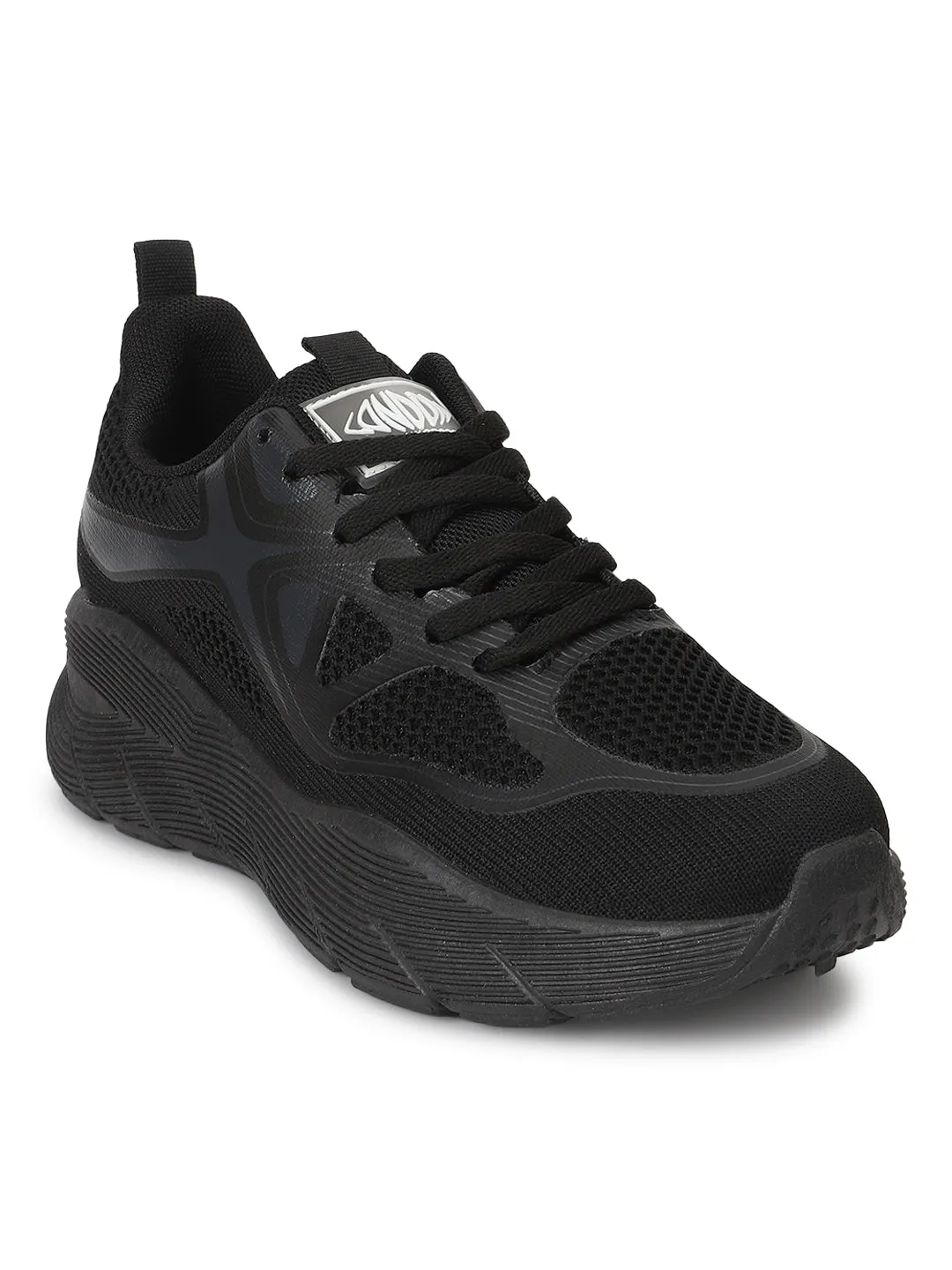 Black Mesh Lace-Up Sneakers (TC-RS3613-BLK)