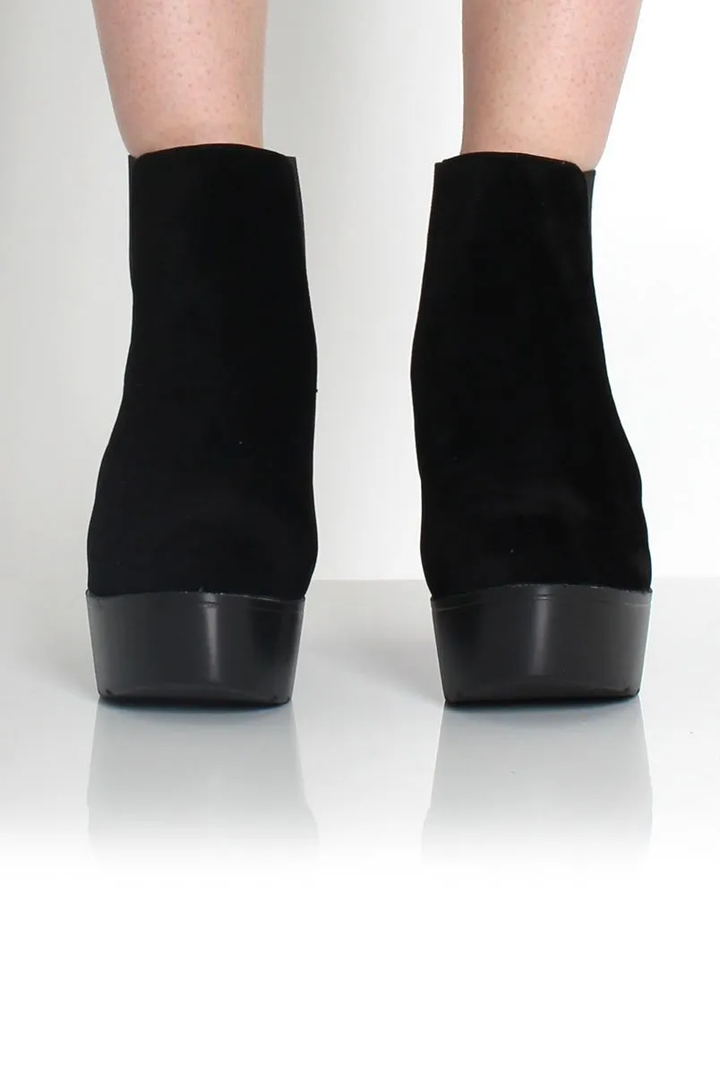 Brenna Black Suede Platform Boots