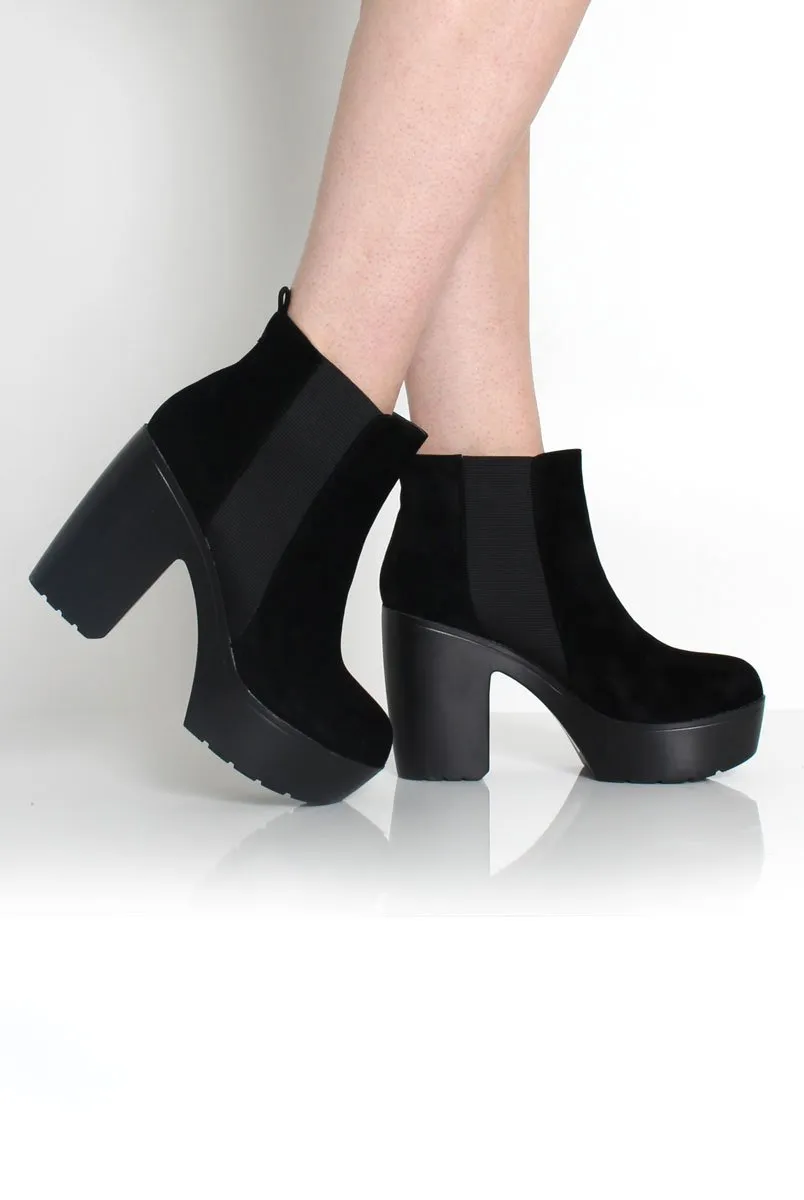 Brenna Black Suede Platform Boots