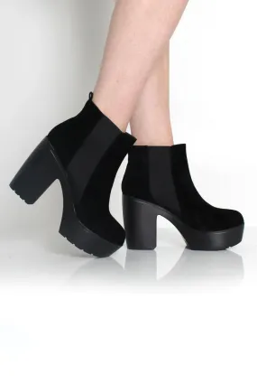 Brenna Black Suede Platform Boots