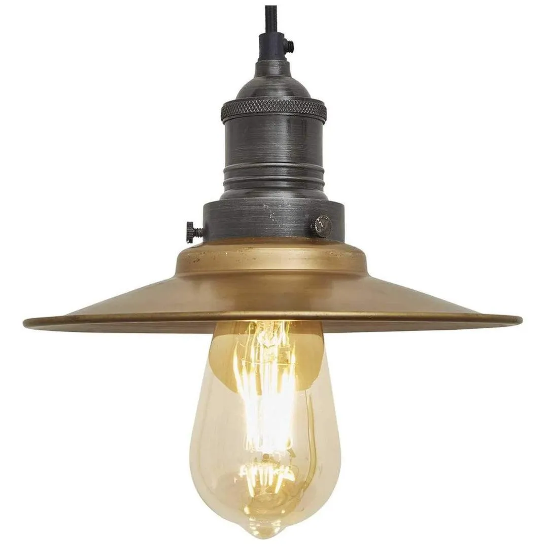 Brooklyn Flat Pendant Light - Brass - 8 inch - Industville