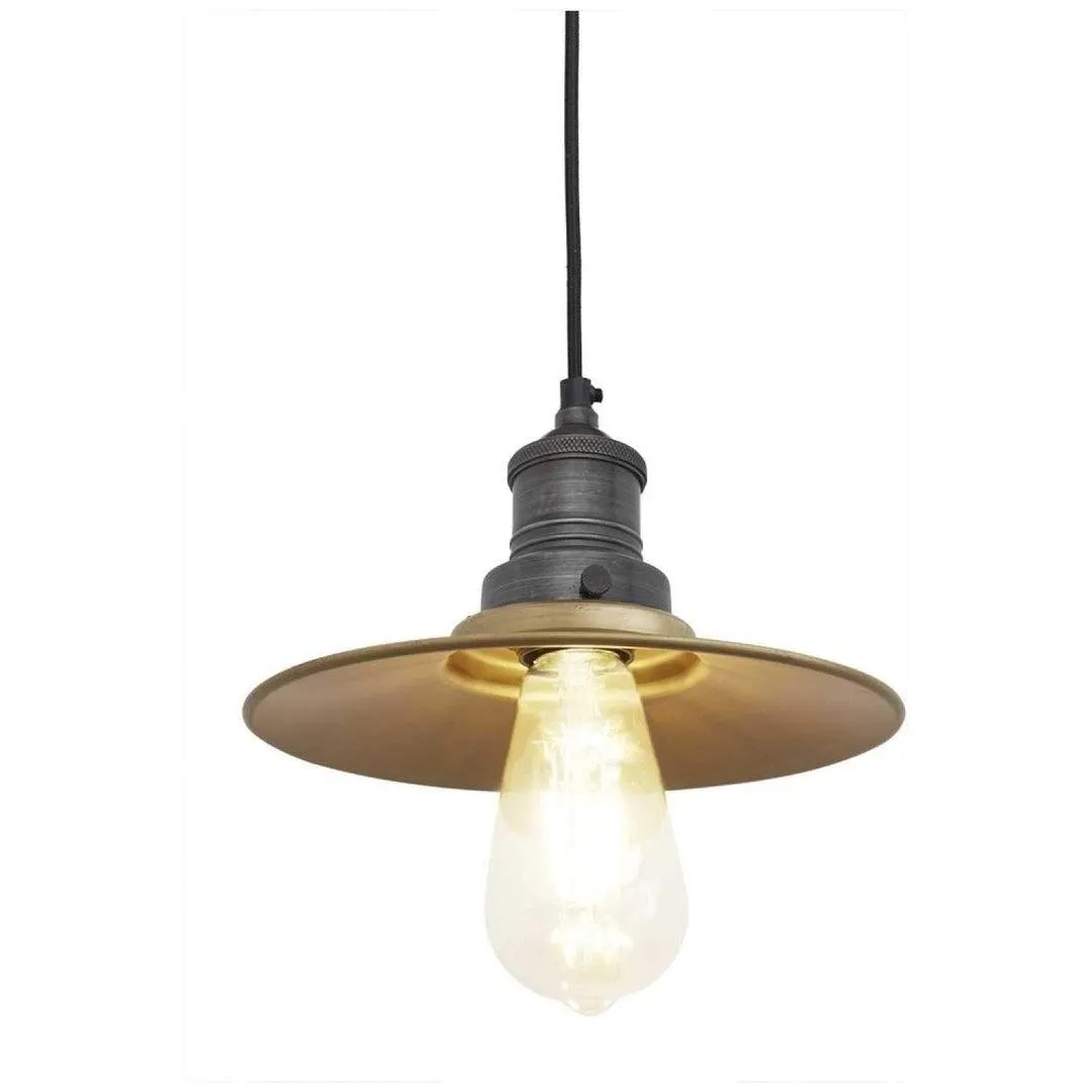 Brooklyn Flat Pendant Light - Brass - 8 inch - Industville