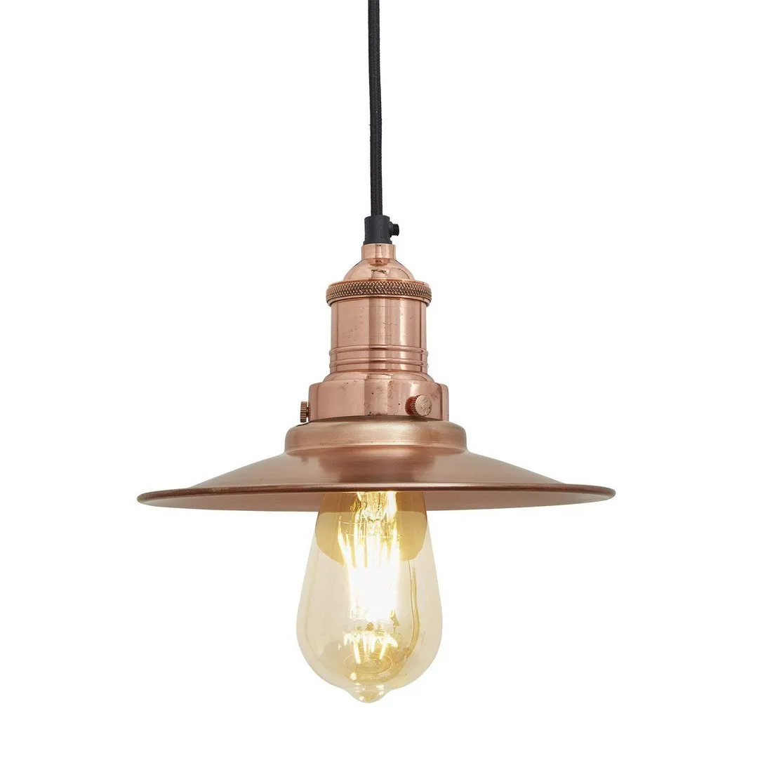 Brooklyn Flat Pendant Light - Copper - 8 inch - Industville