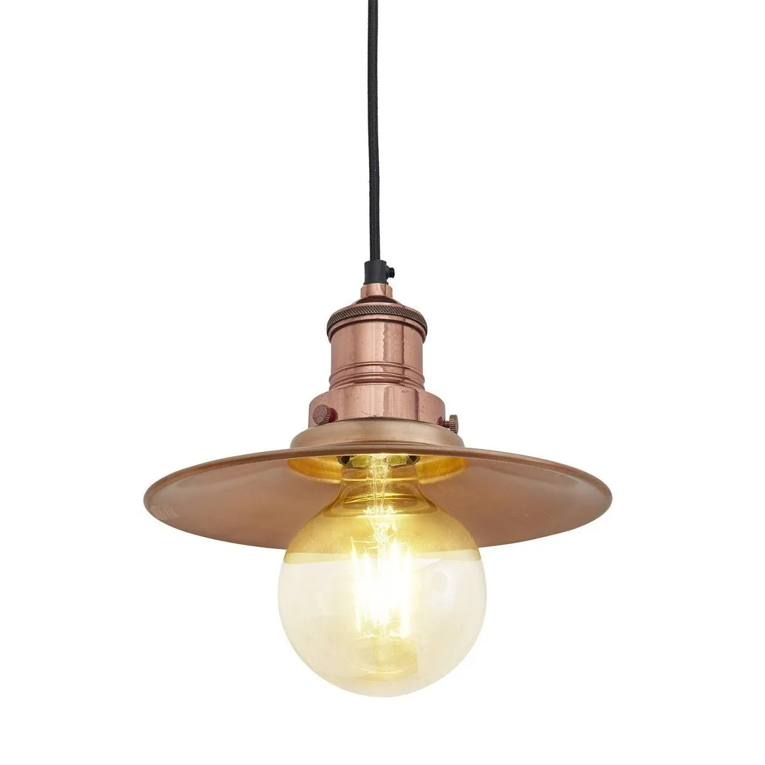 Brooklyn Flat Pendant Light - Copper - 8 inch - Industville