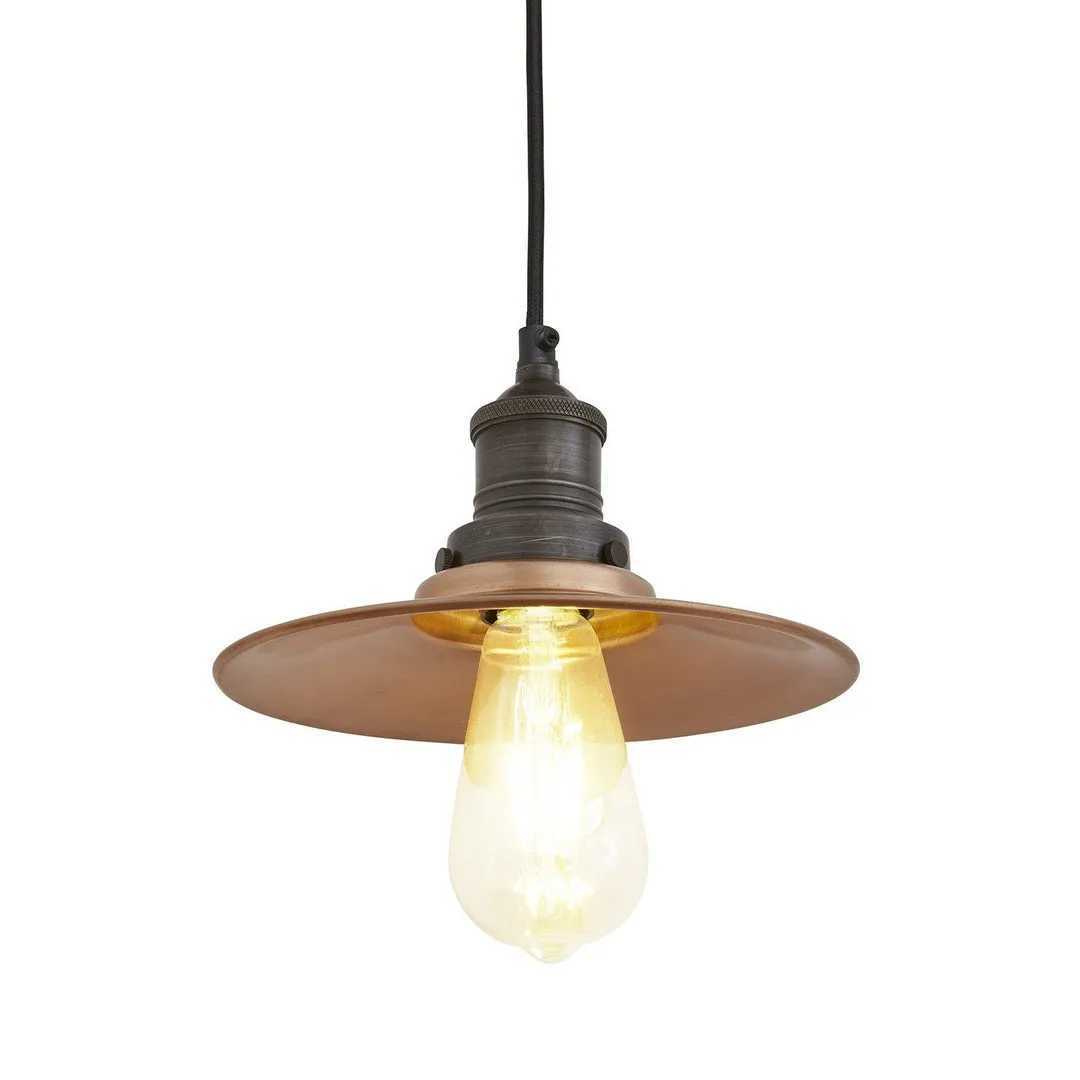 Brooklyn Flat Pendant Light - Copper - 8 inch - Industville