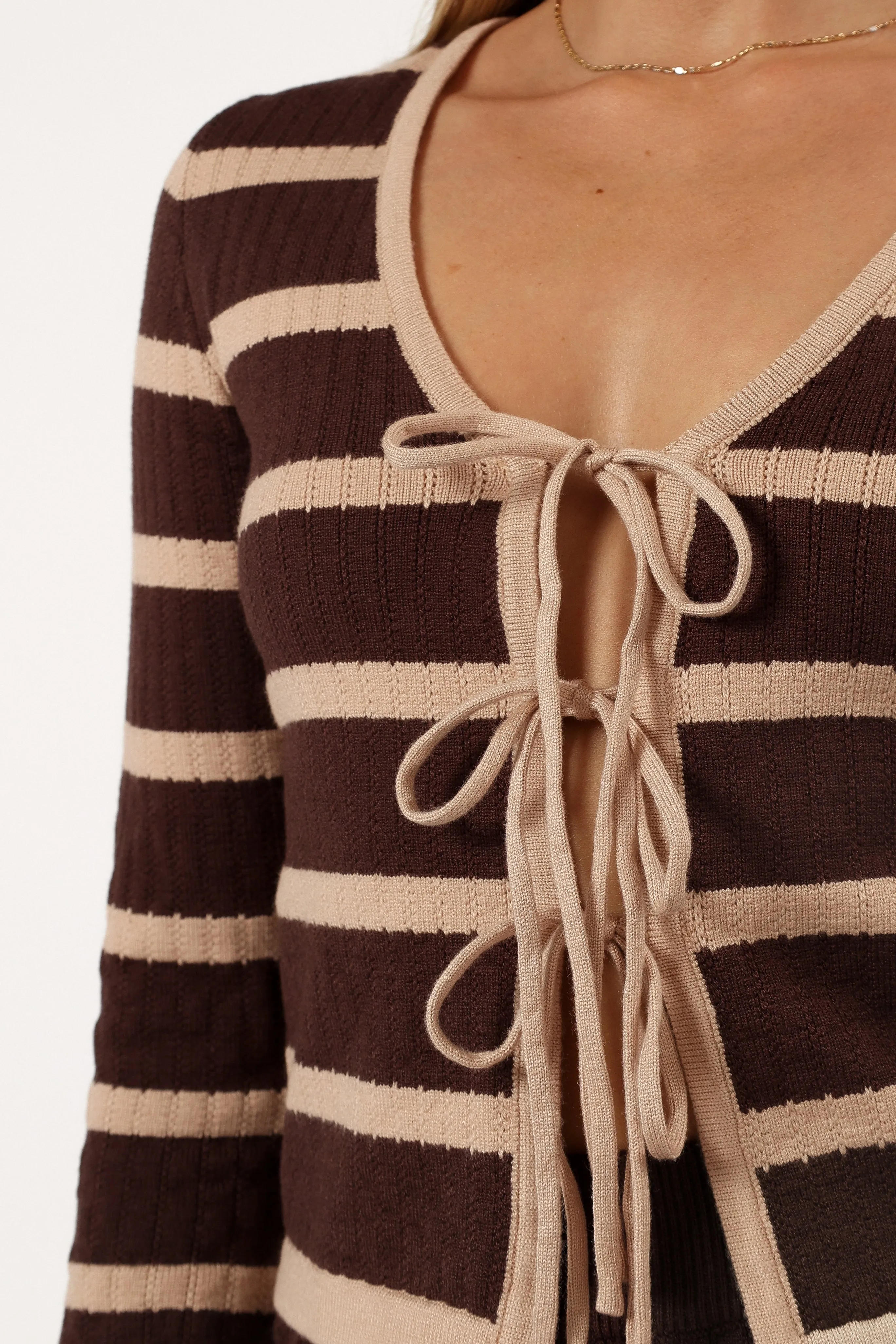 Carina Knit Top - Chocolate Brown Stripe