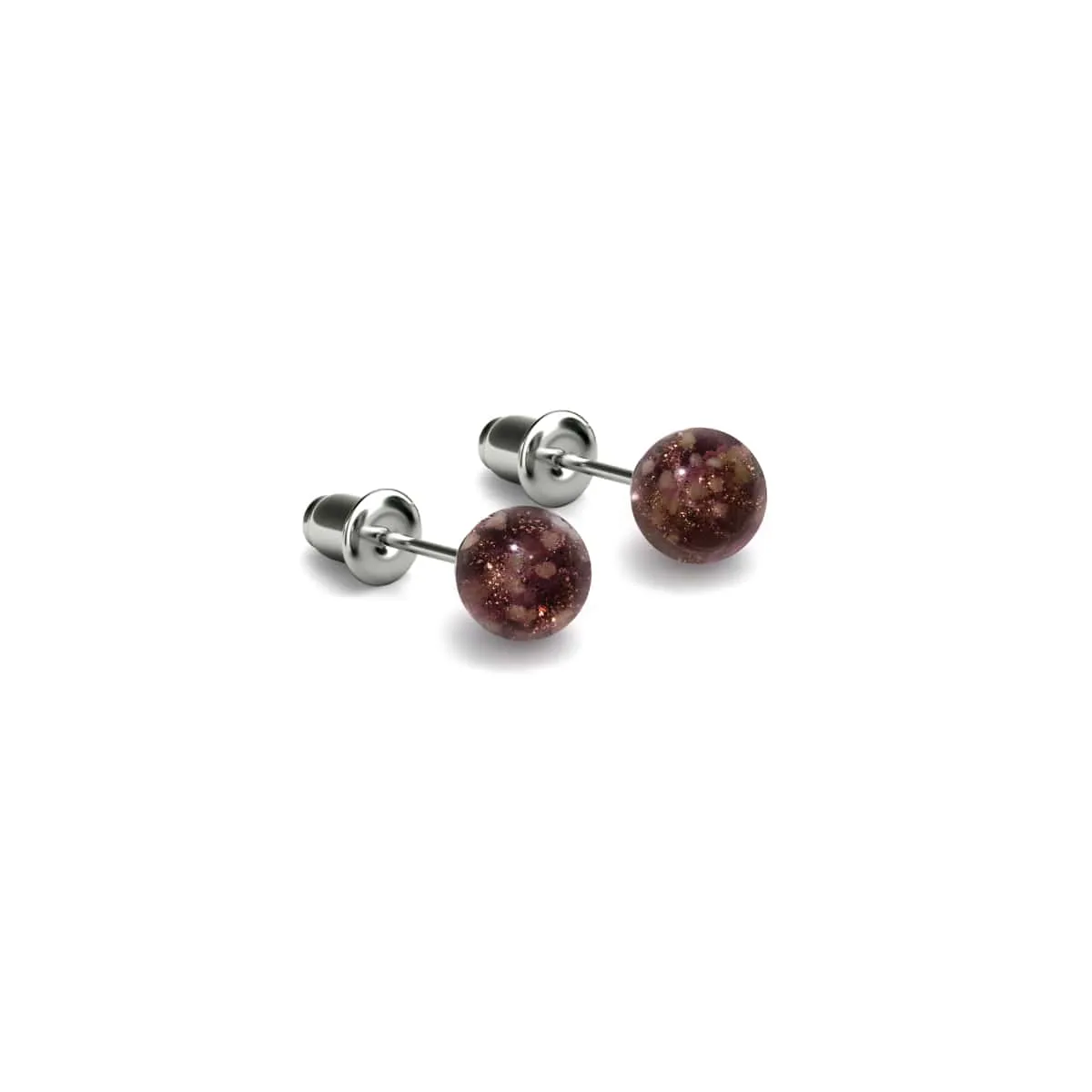 Chocolate | .925 Sterling Silver | Mini Firefly Glass Stud Earrings