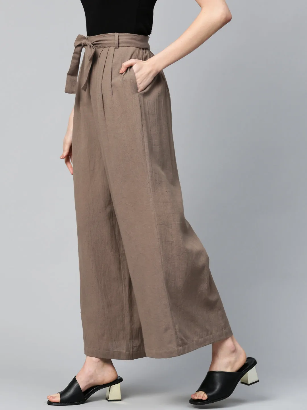 Chocolate Brown Pleated Palazzo