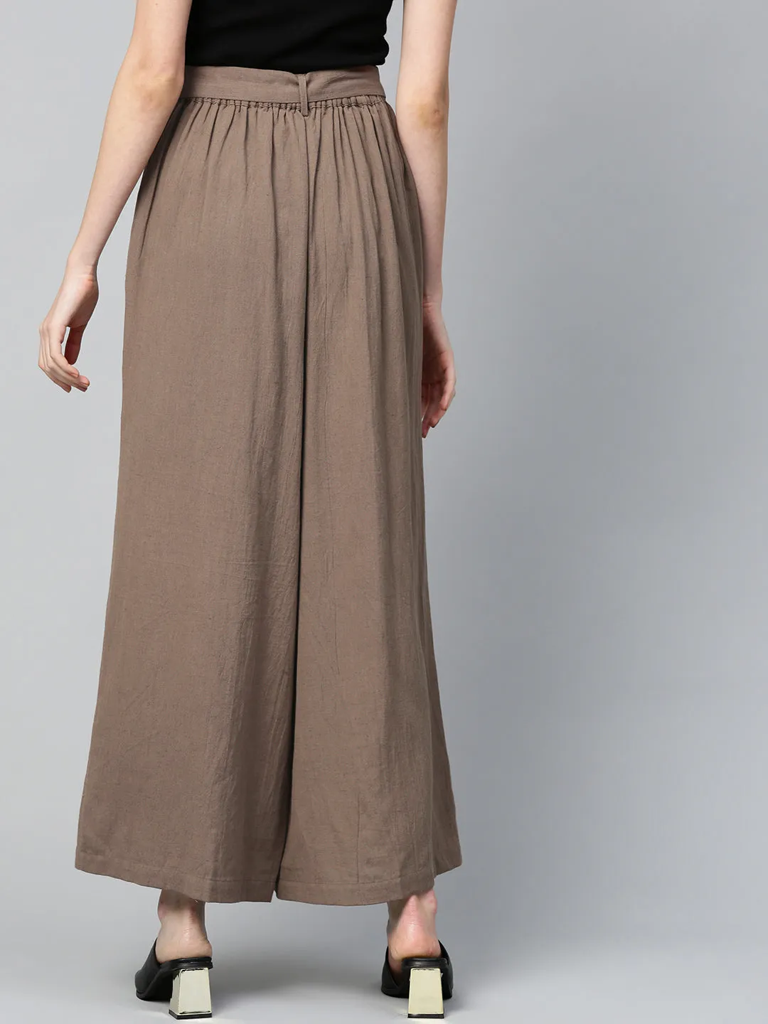 Chocolate Brown Pleated Palazzo