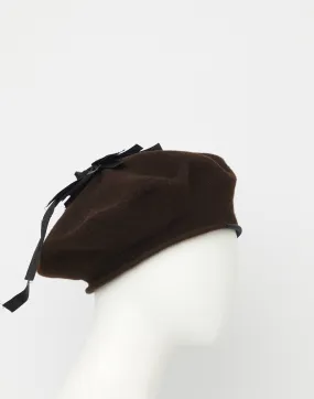 Chocolate Wool Flying Duck Pom Pom Beret