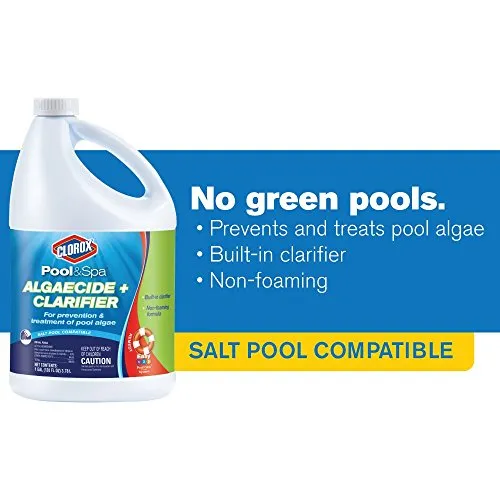 Clorox Pool&Spa Swimming Pool Algaecide and Clarifier, Prevents and Treats Pool Algae, Clears Water, 128 Fl Oz (Pack of 1)