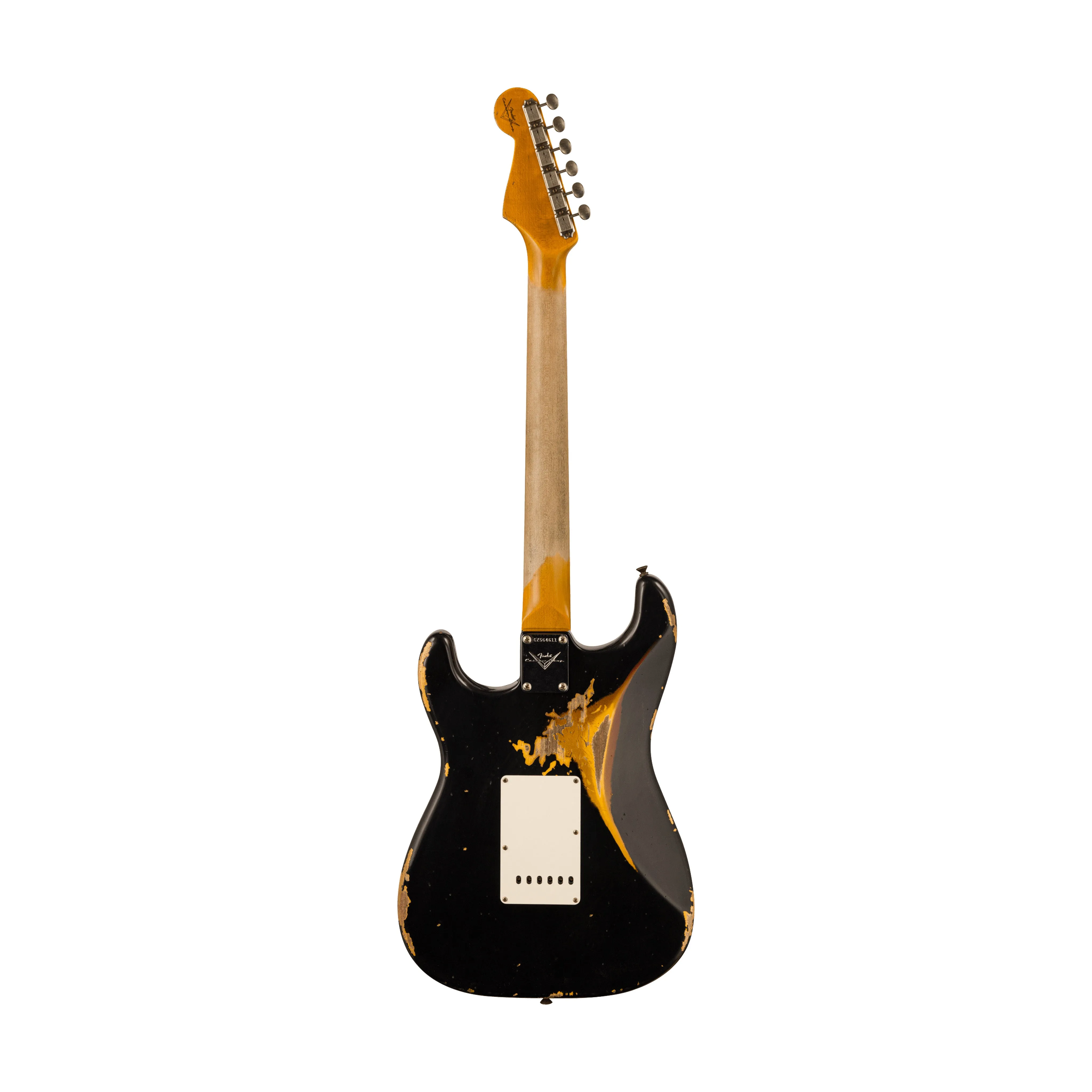 Fender Custom Shop 1960 Stratocaster Heavy Relic Guitar, RW FB, Aged Black over 3-Color Sunburst