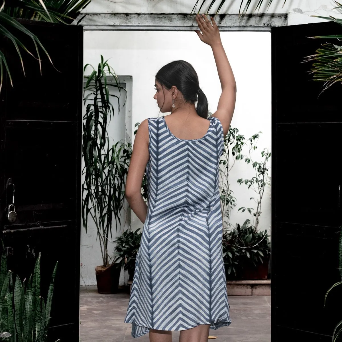 Grey & White Tie Dye Silk Sundress With Long Shrug