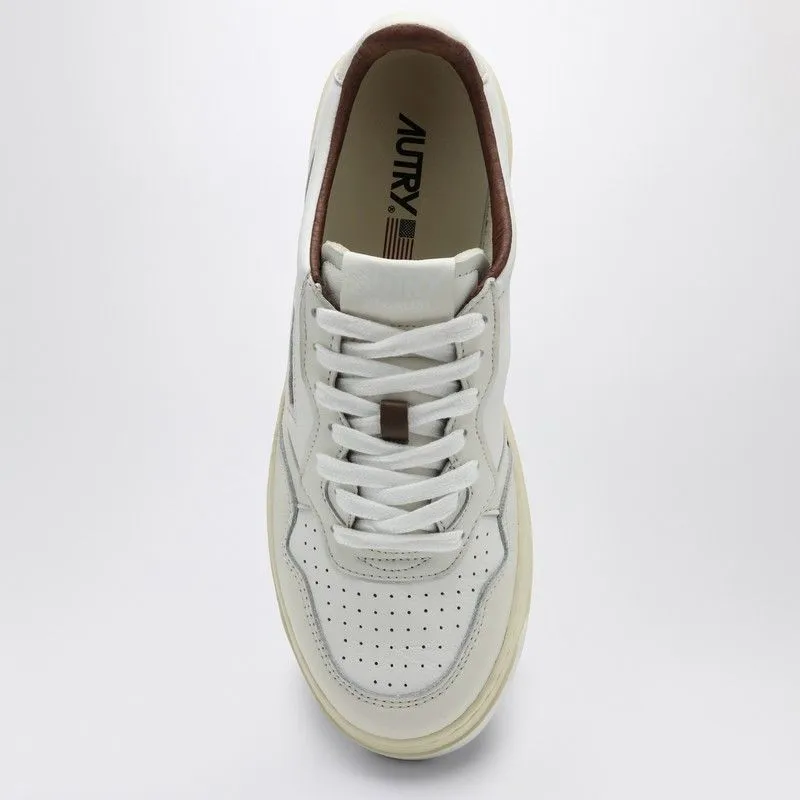 MEDALIST WHITE/BROWN LEATHER SNEAKER