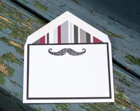 Mustache Note Cards, Grooms Note Cards, Wedding Note Cards, For Him Note Cards, Thank You Note Cards, Personalized Note Cards, Set of 8