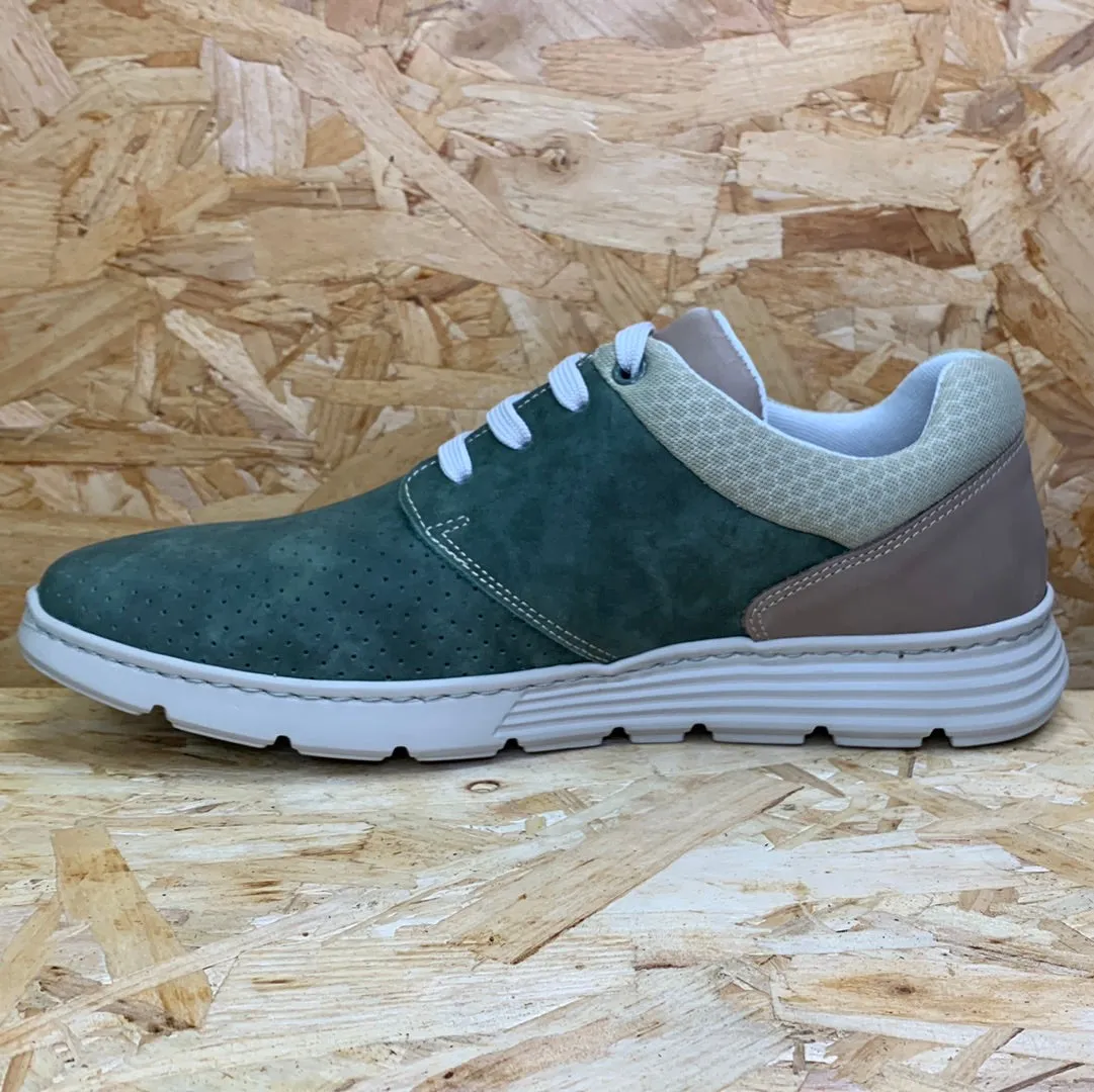 On Foot Mens Leather Trainers - Khaki