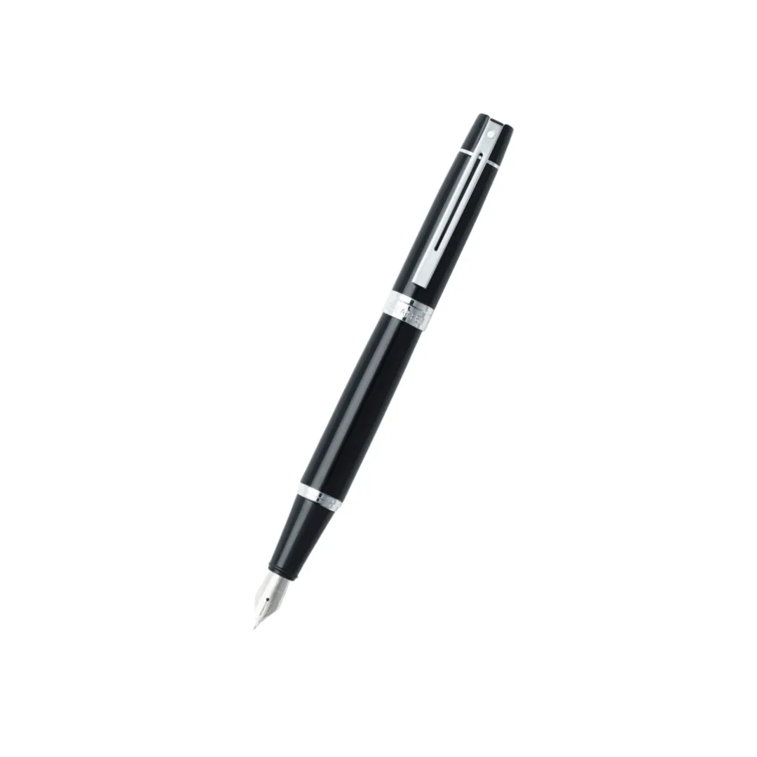 Sheaffer 300 E9312 Fountain Pen - Glossy Black with Chrome Plated Trims