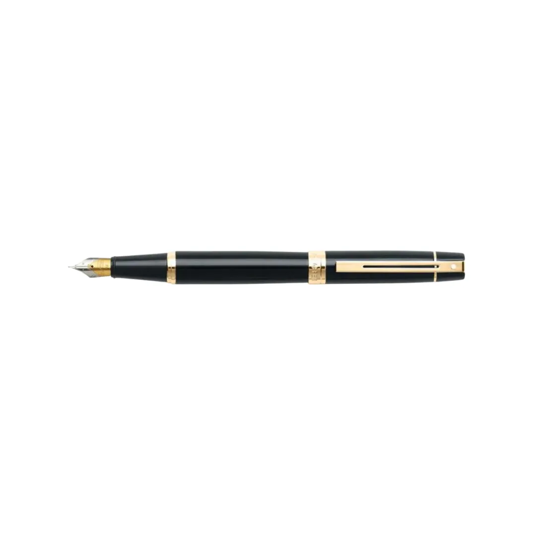 Sheaffer 300 E9325 Fountain Pen - Glossy Black with Gold-tone Trims