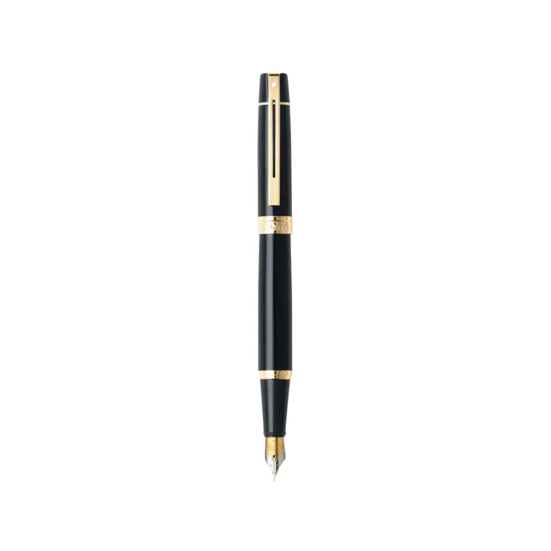 Sheaffer 300 E9325 Fountain Pen - Glossy Black with Gold-tone Trims