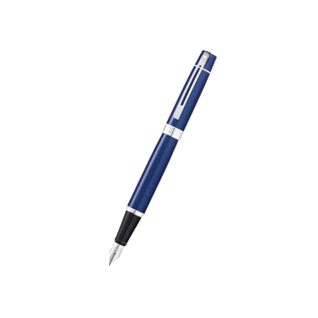 Sheaffer 300 E9341 Fountain Pen - Glossy Blue with Chrome Plated Trims