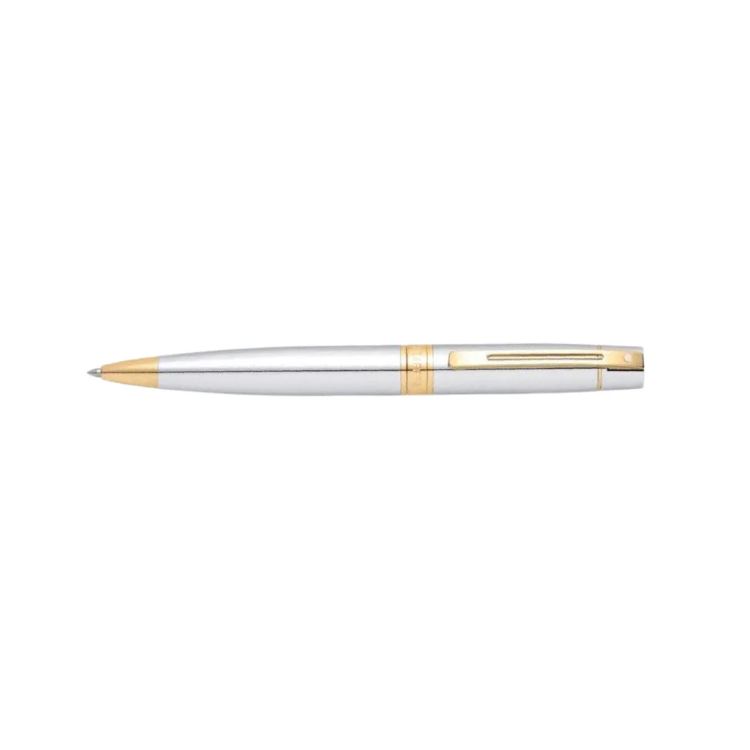 Sheaffer 300 E9342 Ballpoint Pen - Bright Chrome with Gold-tone Trims