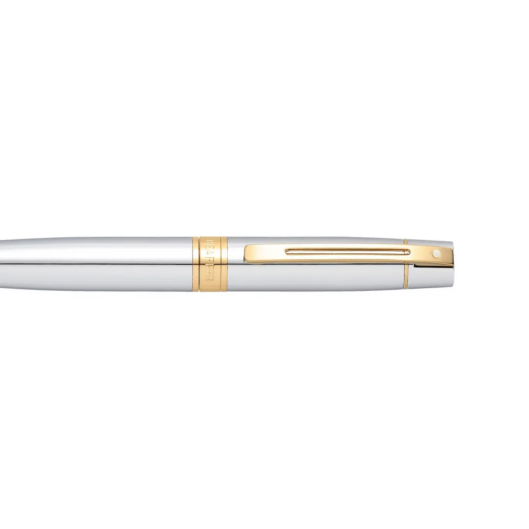 Sheaffer 300 E9342 Ballpoint Pen - Bright Chrome with Gold-tone Trims