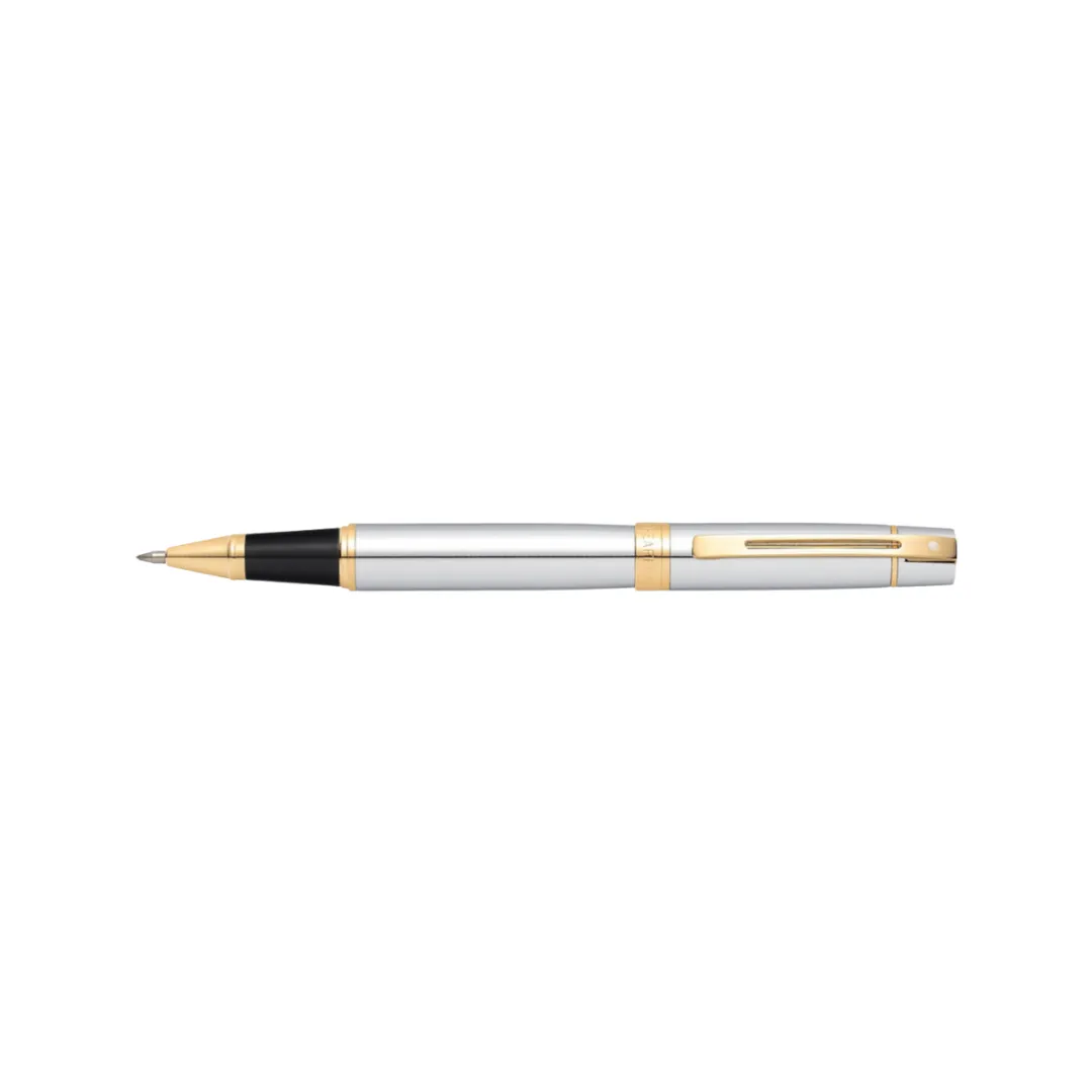 Sheaffer 300 E9342 Rollerball Pen - Bright Chrome with Gold-tone Trims