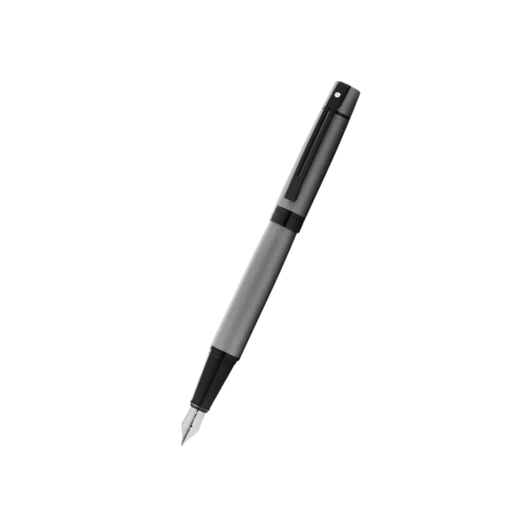 Sheaffer 300 E9345 Fountain Pen - Matte Gray Lacquer with Polished Black Trims