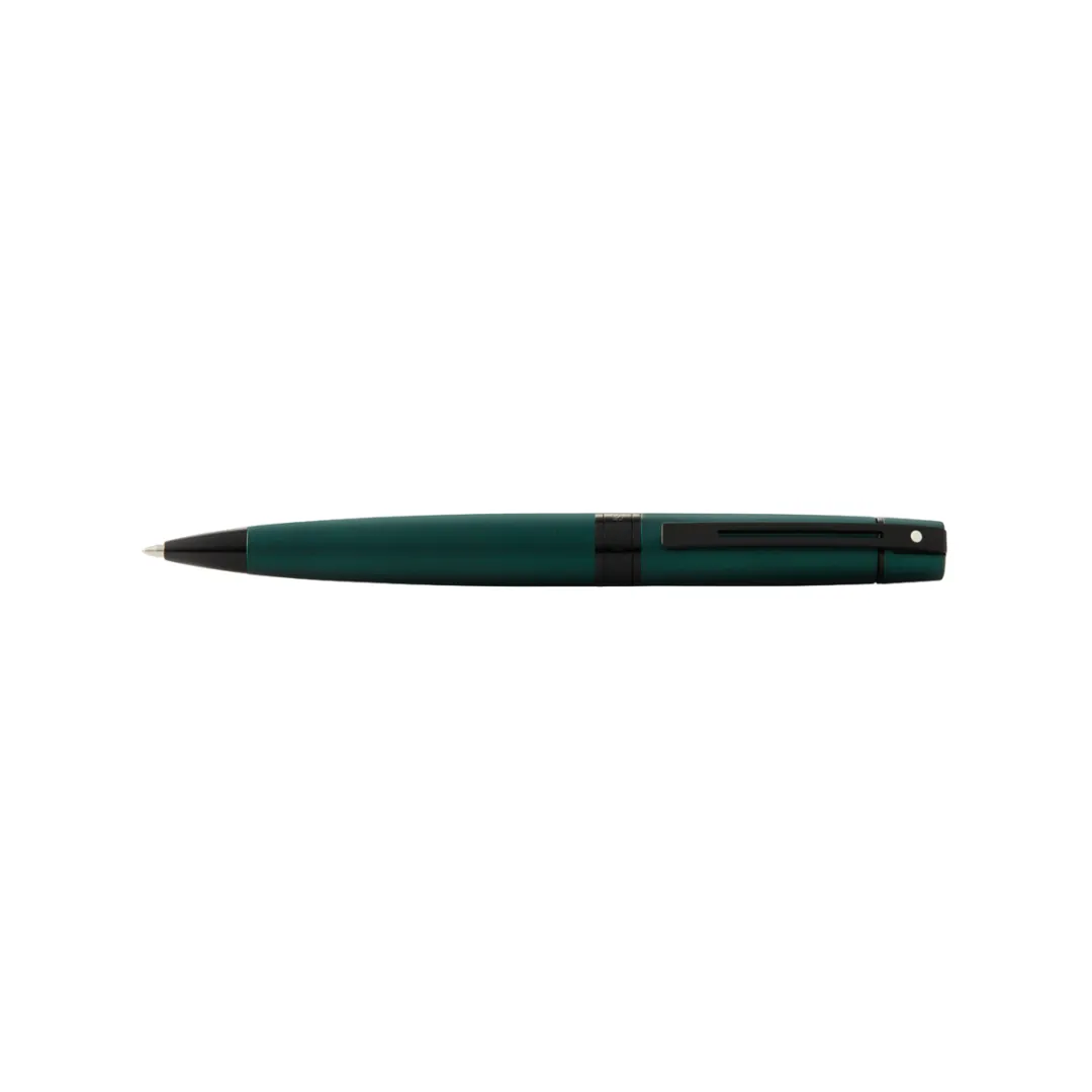 Sheaffer 300 E9346 Ballpoint Pen - Matte Green Lacquer with Polished Black Trims