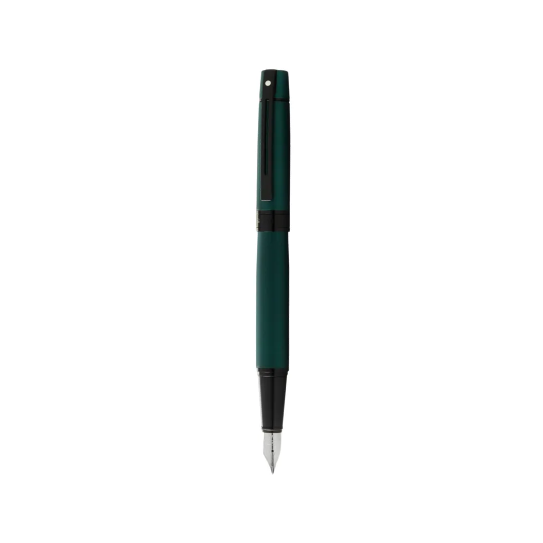 Sheaffer 300 E9346 Fountain Pen - Matte Green Lacquer with Polished Black Trims