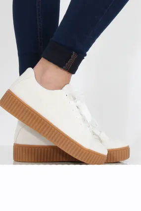 White Suede Gum Sole Creepers - Sandy