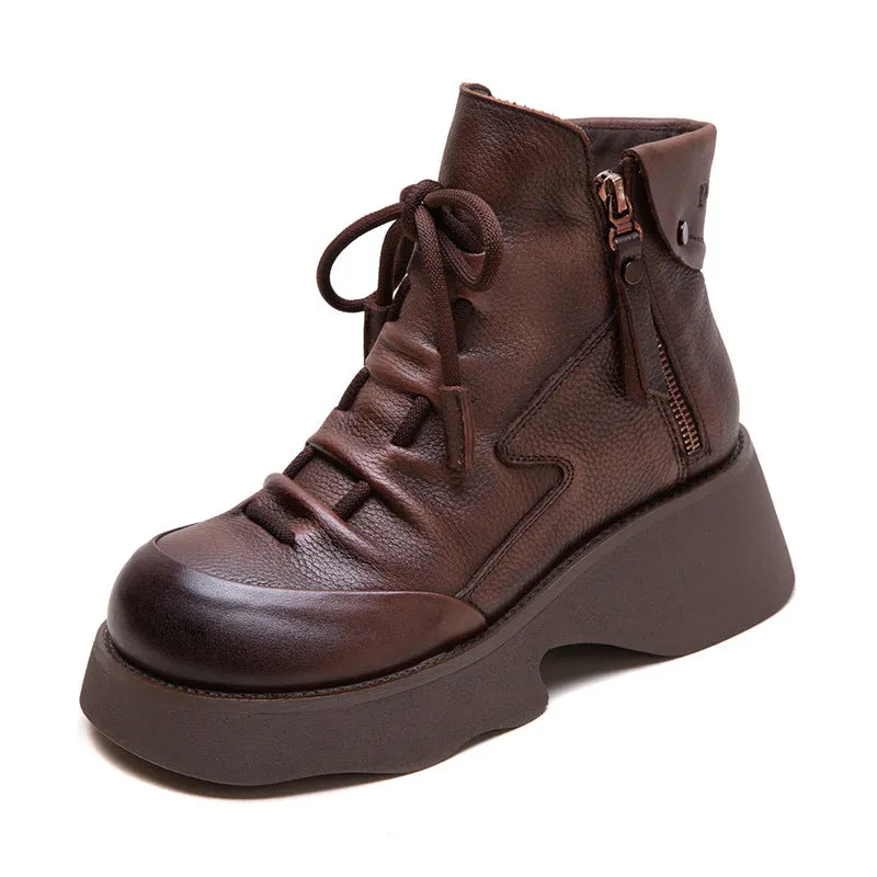 Women Handmade Leather Casual Platform Boots