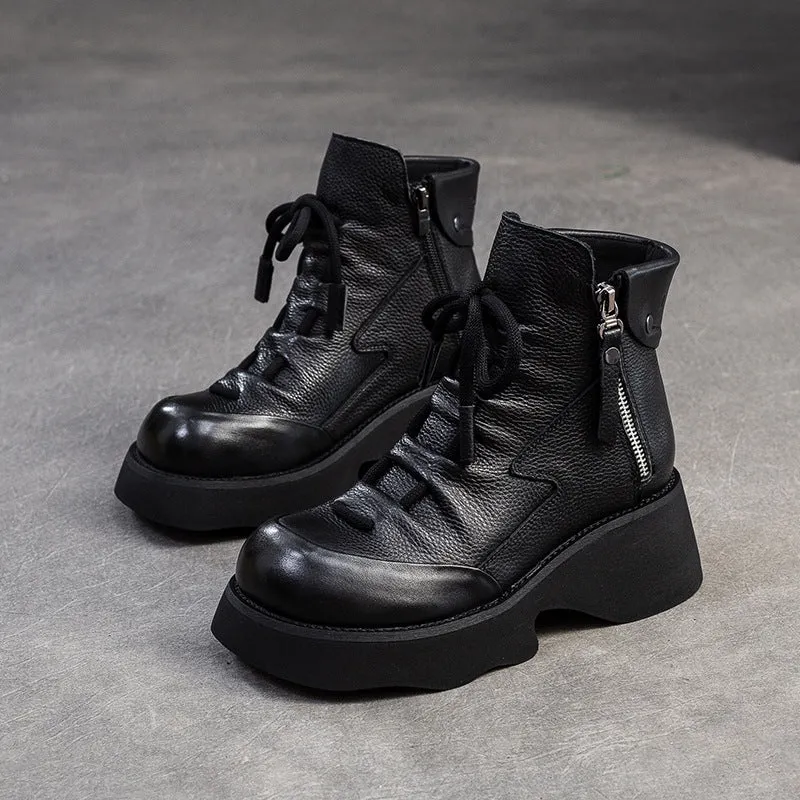 Women Handmade Leather Casual Platform Boots