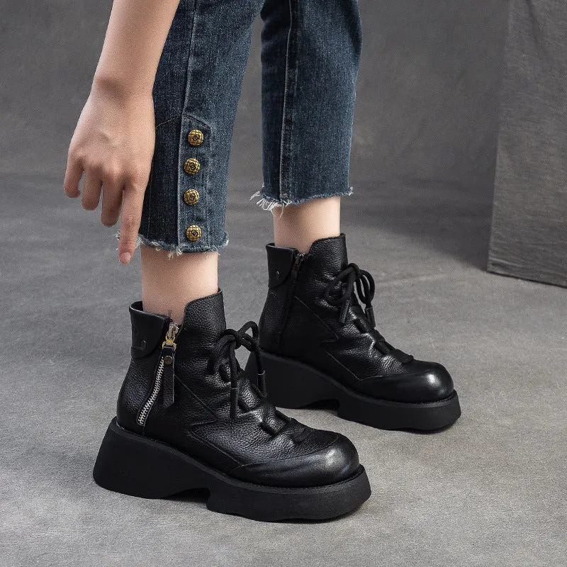 Women Handmade Leather Casual Platform Boots