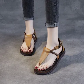 Women Leather Retro Casual Summer Sandals